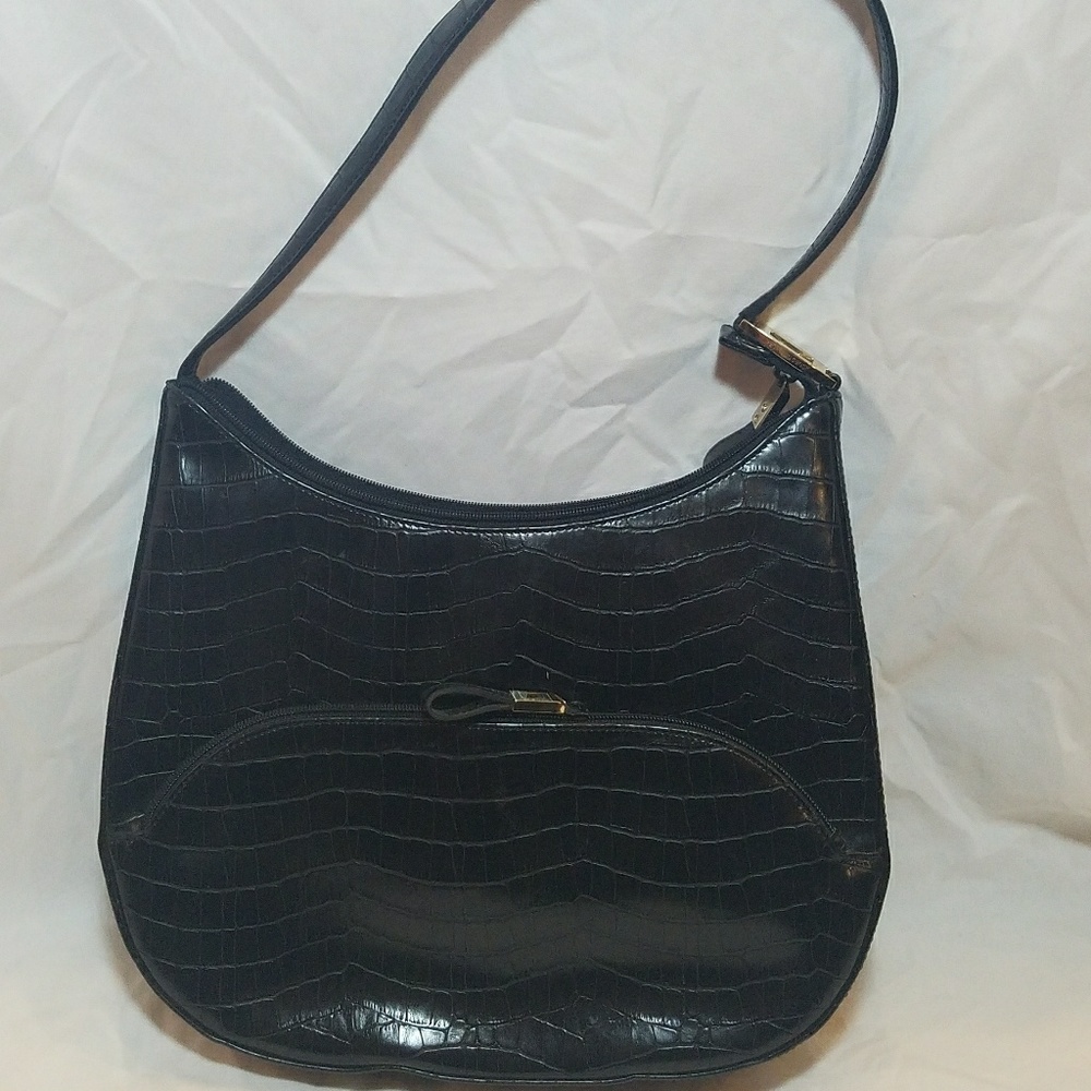 Jones New York Black Purse faux leather croc